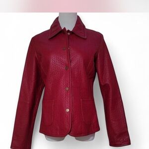 Vintage Liz Claiborne Red Leather Jacket Tailored Fit